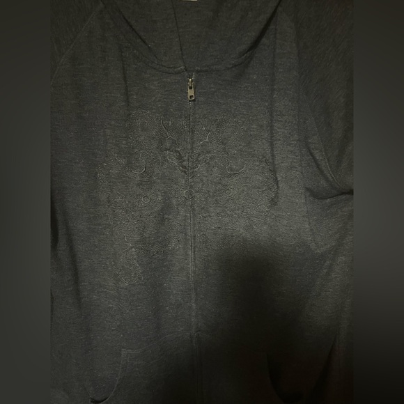 Tranquility by Colorado Clothing Charcoal Hooded Zip-Up - Picture 3 of 7